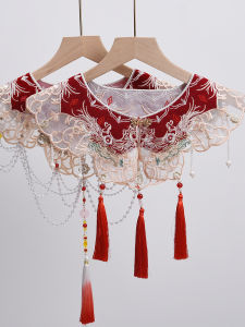 เสื้อคลุมไหล่สไตล์จีนแดง คอปลอม ตกแต่งงานปีใหม่ สำหรับผู้หญิง คอตตอน ลายดอกไม้ งานปาร์ตี้ งานแต่งงาน งานเลี้ยง งานวันเกิด