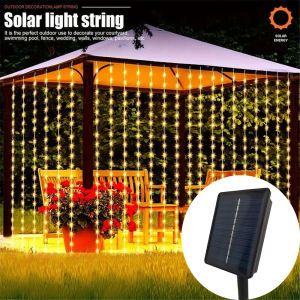 3/6M Outdoor Solar Curtain Light String Lights Garden Yard Pavilion Fairy Garland String Lights Holiday Wedding Decor Light