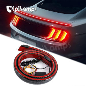 Universal Carbon Fiber Car Led Spoiler Lights Auto Driving Brake Turn Signal Rear Tail Lights Car Rear Spoiler Decoration Accessories