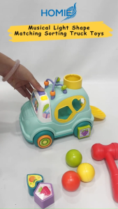 HOMIE Musical Light Shape Matching Sorting Truck Sets/Multi Early Educational Block Puzzel Car Toy