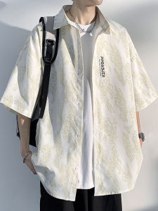 Summer New Baroque Short Sleeve Mens Casual Loose Design Half Sleeve Shirt Jacket Lightweight Fashionable Teen Boys Shirt