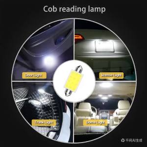 10Pcs/lot C5W Led Cob Festoon 31Mm 36Mm 39Mm 41Mm 12/24V White Bulbs for Cars License Plate Interior Reading Light 6500K 12Smd