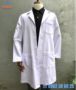 Áo Blouse bác sĩ nam cao cấp Nidala dáng dài tay dài chất vải dày dặn đường may đẹp sắc xảo
