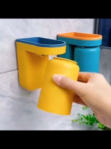 แก้วน้ำและที่เก็บแปรงสีฟัน 2 in 1 แบบติดผนังไม่ต้องเจาะ  ติดตั้งง่าย มีรูระบายน้ำ มีให้เลือก 4 สี ที่เก็บบยาสีฟัน ที่วางแปรงฟันแบบแขวน ที่เก็บแปรงสีฟันแบบติดผนัง ที่เก็บแปรงสีฟัน ติดผนัง - Lazada