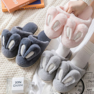 Cotton Slippers New Arrival Indoor Female Winter Home Couple Cute Rabbit Ears Non Slip Stuffed Heattech Plaid Confinement Male