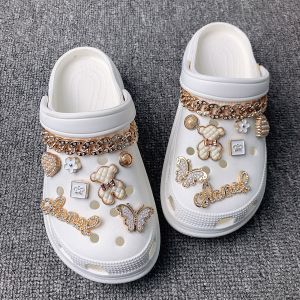 New Shoe Accessories 14/16Pcs Double White Bear Letter Plate Set and Other Exquisite Shoe Decorative Accessories Jewelry Can Be Used as a Gift