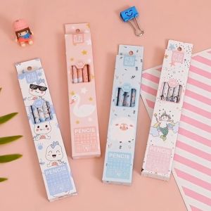 ดินสอไม้ HB ลายการ์ตูน สีสันสดใส น่ารัก ขายเป็นเซ็ตๆ ละ 6 แท่งใน 1 กล่อง พร้อมส่งในไทย