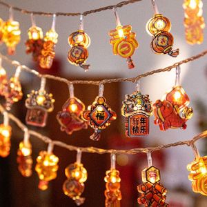 New Year Lanterns Chinese New Year Balcony Ornaments Blessing Character Flashing String Lights LED Housewarming Joy Atmosphere Decorative Lighting