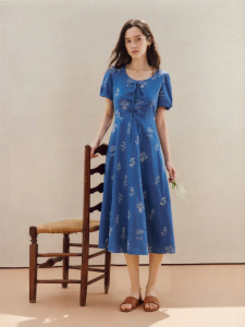 INMAN | Vintage Embroidered Dress Short Sleeve