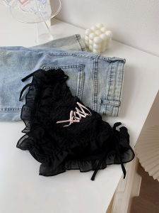 Sweet Lace Bubble Fold Womens Underwear Triangle Pants Low Waist Style Pure Color Youth Suitable Innerwear by Mori Kaze Leaf