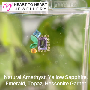 Natural Gemstone Amethyst Yellow Sapphire Emerald Topaz Hessonite Garnet (Gembox8014)