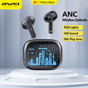 หูฟังไร้สาย Awei T53 ENC พร้อมไมค์4ตัวหูฟังอินเอียร์หูฟังอินเอียร์คุณภาพเสียงดีเอ็ตบลูทูธ5.3ตัดเสียงรบกวนสีสันสดใสสี RGB หูฟังสำหรับเล่นเกมกันน้ำหูฟังอินเอียร์ที่ล่าช้าต่ำ10มม. สำหรับฟังเพลงนอนหลับ