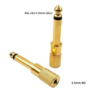 Mạ Vàng 6.35 Mm Đến 3.5 Mm Mono Jack Cắm Aux Bộ Chuyển Đổi Âm Thanh Cho Micro Tai Nghe Đàn Guitar Khuếch Đại Đầu Nối Nam