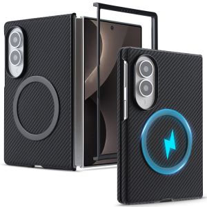 Luxury Leather Magnetic Carbon Fiber Phone Case for Samsung Galaxy Z Fold 8 Ultra 7 6 5 4 Fold8 Shockproof for Magsafe Cover
