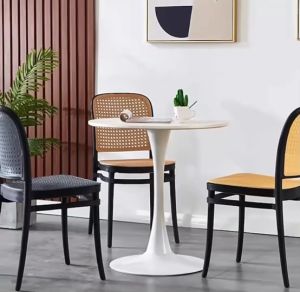 V Home เก้าอี้พลาสติก รุ่น DD-115 ลายหวายจักสาน รับประทานอาหาร ระบายอากาศ