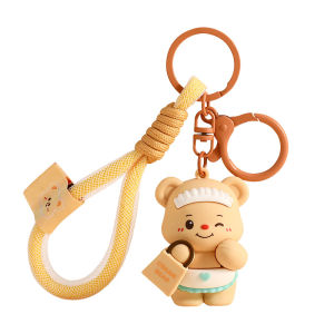 Creative Cartoon Butter Bear Doll Pendant Couple Keychain Couple Bag Pendant Small Gift