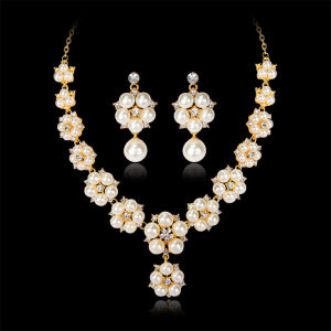 Imitation Pearl Necklace for women Bridal accessories jewelry set Luxury Jewelry Set for Wedding party earrings hypoallergenic non tarnish Anniversary Gift vintage necklace and earrings set Costume Accessories Fashion Choker Necklaces Flower Necklace