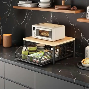 Pull Out Kitchen Microwave Oven Storage Rack Coffee Machine Storage Rack Countertop Tea Bag Storage Box Rice Cooker Storage Rack Air Fryer Storage Rack