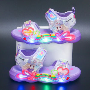 Princess Style Girls Sandals Summer New Lighting up Sports Beach Shoes Childrens Glowing Shoes Toddler Girls Summer Sandals