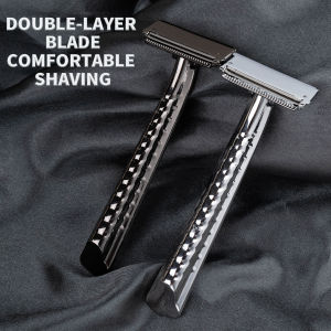 Classic Metal Double-Layer Half-Edged Knife Holder Razor Manual Razor Stainless Steel Double-Sided Blade Beard Razor