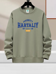 เสื้อสเวตเตอร์คอกลมแขนยาวผู้ชายฤดูใบไม้ร่วง/ฤดูหนาวทรงหลวม เสื้อตัวนอกผ้าฝ้ายผสมคอตตอนและโพลีเอสเตอร์