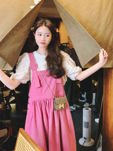 Slimming Long Raspberry Pink Halter Neck Strap Dress Korean Style Summer Fashionable Womens Clothing High Waist A-Line Skirt