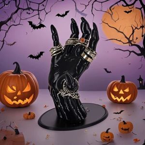 Halloween Decorative Gothic Witchs Hand Statues Creative Resin Ornament Aesthetic Wall Keys Hanging Rack Bag Hangers Wall Art Sculptures Home Decor
