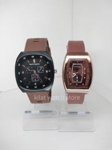 dapat 2 jam tangan tali karet casual paket box dan free baterai tambahan 2