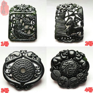 Vòng Cổ Ngọc Bích Hai Mặt Rỗng Cổ Điển Cho Nữ Ngọc Bích Tự Nhiên Màu Xanh Lá Cây Đen Xanh Lá Cây Trang Sức Cổ Điển