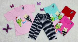 (Bisa Cod)Setelan anak perempuan jahit bordir celana salur(realpict)