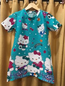 DRES HRLLO KITTY TURUN NAIK VIRAL/DRES VIRAL NAIK TURUN NAIK/BAJU TURUN NAIK ANAK PEREMPUAN/DRESS VIRAL NAIK TURUN DASTER ANAK UKURAN 2-9 TAHUN MOTIF FULL PRINTING