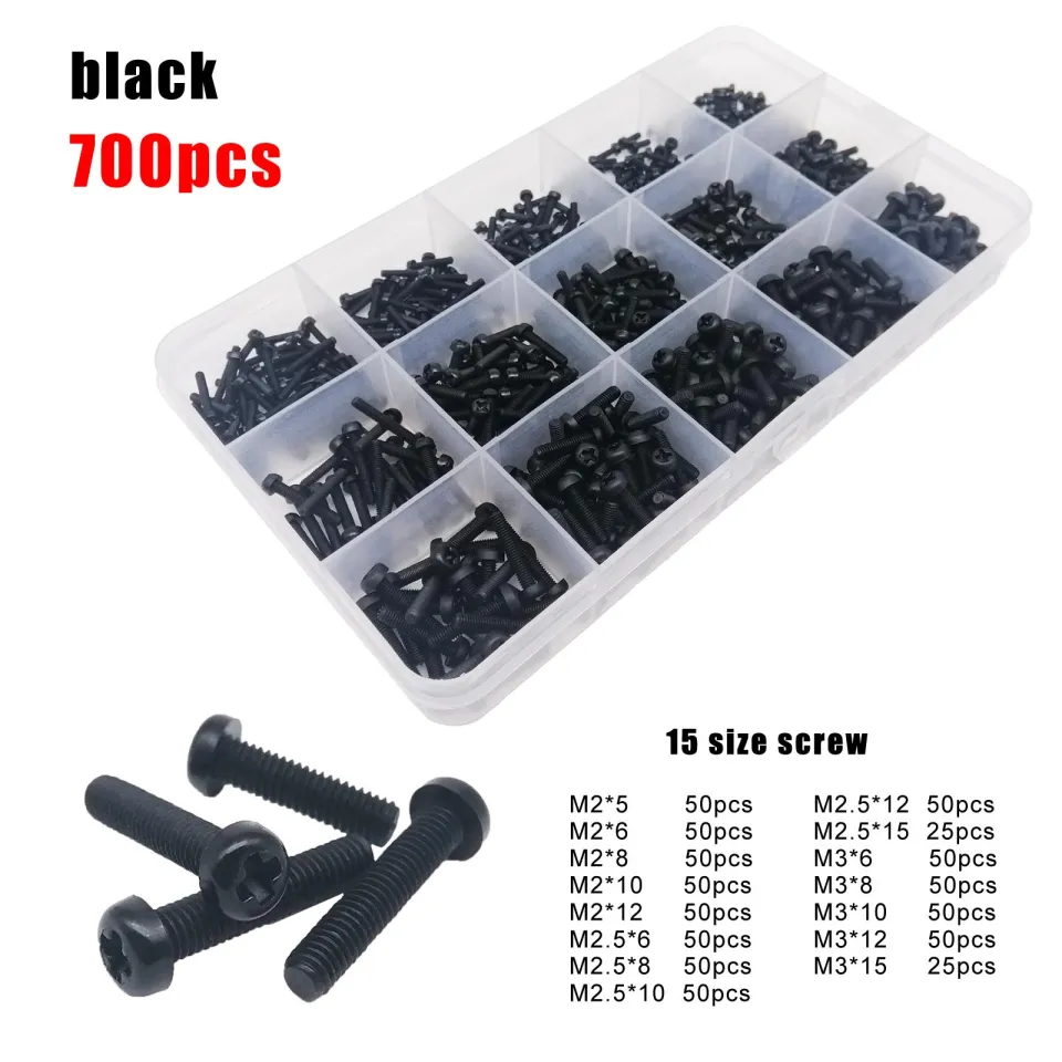 Idomin Black Nylon Screw Nut Set – Round Pan Head Cross Bolt, M2-M8 Metric Threads, Length 4-60mm, Insulation Plastic, 20 Sets (M8x25mm)
