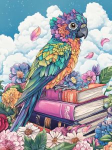Kayou | 500/1000 Piece Parrot Books Flowers Jigsaw Puzzle Home Decor Adults Puzzle Games Family Fun Puzzles Educational Toys for Adults