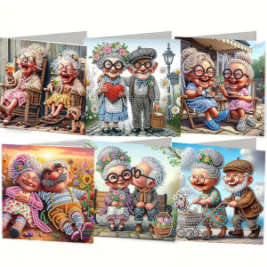 other | 6 pcs/set DIY Diamond Painting Kit Birthday Card Set Unique Elderly Pattern Design Watercolor Diamond Art Mosaic Postcard Per
