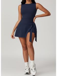 Slimming Sports Dress Tight Fit Yoga Fitness Backless Wrap Waist Casual Leisure Tennis Skirt Womens Summer Breathable Dry Fast