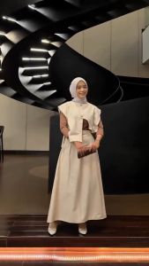 LEEANA ONE SET WANITA TERBARU VEST & ROK LINEN RAMI