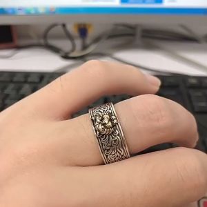 Cincin Retro Pria Motif Ukiran Kepala Harimau Model Terbuka