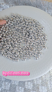 mutiara metalik beads biasa manik mote ukuran 6mm per 10 gram