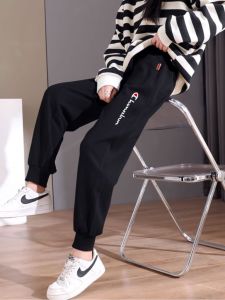 กางเกงวอร์มสีดำแบบลำลองสำหรับผู้หญิง กางเกงวอร์มฤดูใบไม้ร่วงและฤดูหนาว กางเกงวอร์มแบบมีซิป กางเกงขายาวทรงหลวม กางเกงขายาวทรงหลวม