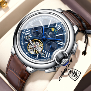 POEDAGAR | POEDAGAR Luxury Male Watch Date Week Leather Tourbillon Fashion Men Clock Waterproof Automatic Mechanical Business Mens Watches
