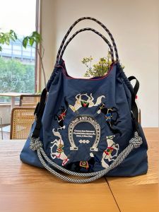 Fashionable Canvas Tote Bag Retro Spring Summer Shopping Bag Eco-friendly Commuter Large Capacity Handbag Casual Crossbody Bag