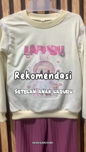 Setelan Labubu Viral Anak Perempuan dan Celana Cutbray Untuk Anak Usia 1-12 Tahun