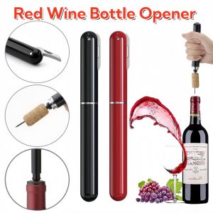 Safety Air Pump Wine Bottle Opener with Foil Cutter Wine Corkscrew Stainless Steel Pen Wine Air Pressure Corkscrew Cork Remover Portable