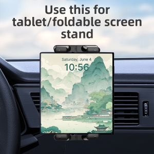 Car Vent Mount Phone Holder Foldable Screen Tablet Stand Driver Co-Pilot Fixed Support Bracket for iPad Navigation In-Car Accessories