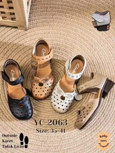 Sepatu Kulit Asli Sepatu Wanita Sepatu Block Heels YC-2063 Strap Block Heels 4cm ORIGINAL KULIT ASLI 100%