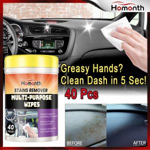 40PCS Car Interior Cleaning Wipes Multipurpose Wipes for Dashboard Leather Seats Screen Quick Cleaner Degreaser for Stains Dust