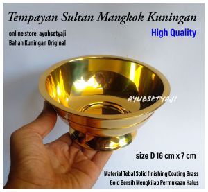 Mangkuk Kuningan Sultan 01 Tempayan air suci Cawan Bejana Kuningan HIGH QUALITY mangkok size no1 Brass perlengkapan ritual mangkuk air spa mewah dekorasi meja