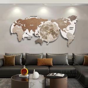 Art Map Living Room Decorative Painting Modern Light Luxury Sofa Background Wall with Clock Wall Clock Corridor Wall Lamp Hanging Painting