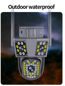 LLSEE 🔥4K 12MP 3 lens three screen wireless WIFI IP wireless camera automatic tracking 10X zoom outdoor CCTV waterproof 355 ° PTZ color night vision intelligent CCTV home security camera monitoring