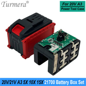 Turmera 20V A3 Screwdriver Battery Case 5X 10X 15X 21700 Battery Holder with 40A BMS for Replace 18V 21V Power Tool Drill Use